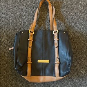 Vintage Rosetti Black & Tan Leather Handbag